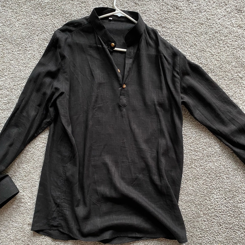 Cuban Neck Longsleeve Linen shirt